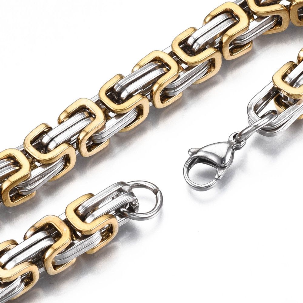 201 SS &amp; 18K Gold Plate Chainmaille Bracelet