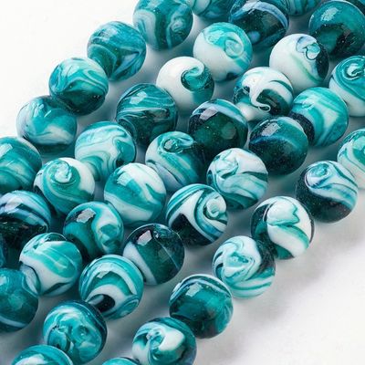 Lampwork Round - Swirl Mix 14mm