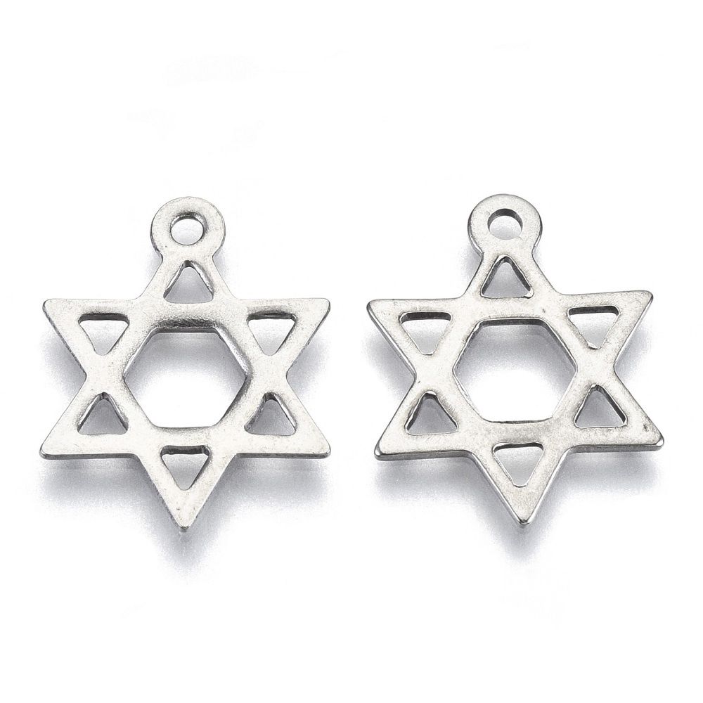201 SS Star of David Charm 19x15mm