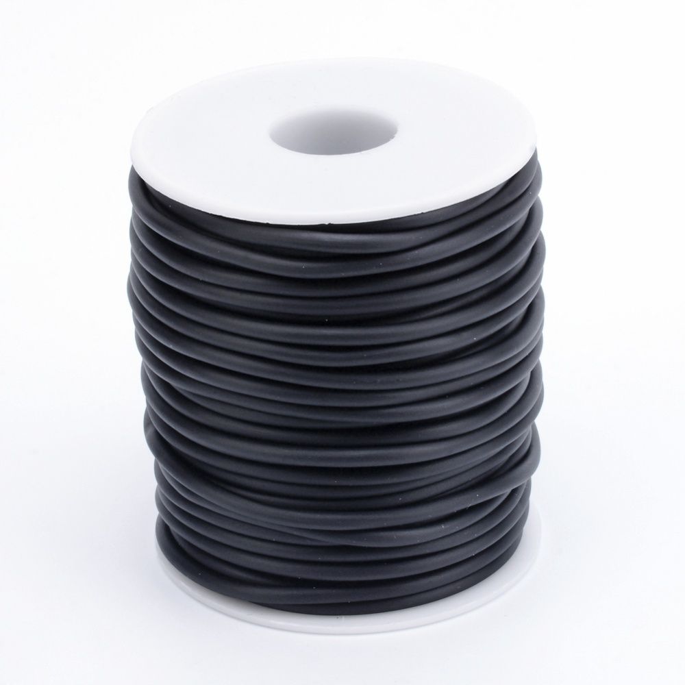 Cord - Black Rubber (Hollow) 2mm (Per M)