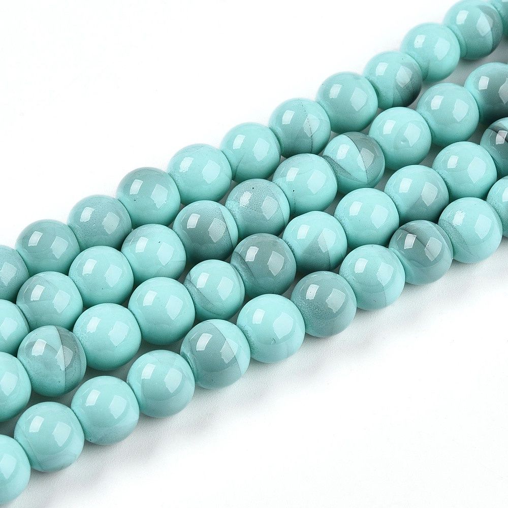 Two Tone Round - Pastel Blues &amp; Pinks 8mm