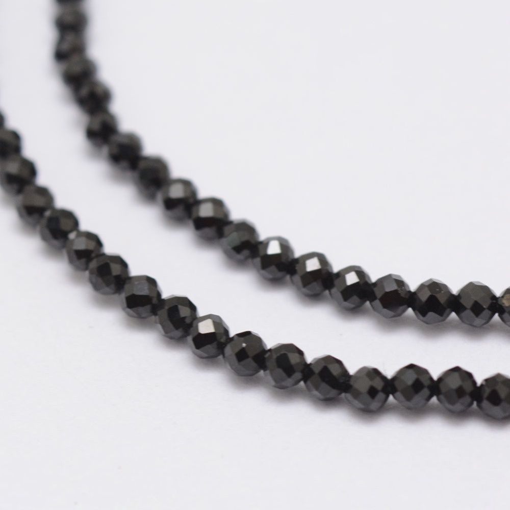 Black Spinel Faceted Round - 2mm