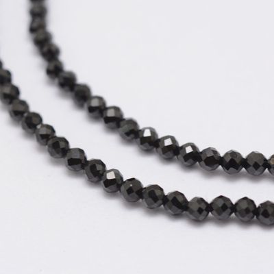 Black Spinel Faceted Round - 2mm