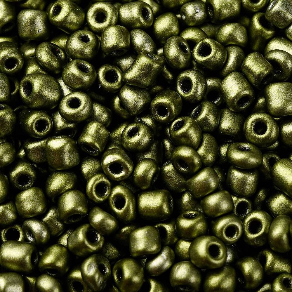 Seed Bead - Metallic Olive Drab 6/0