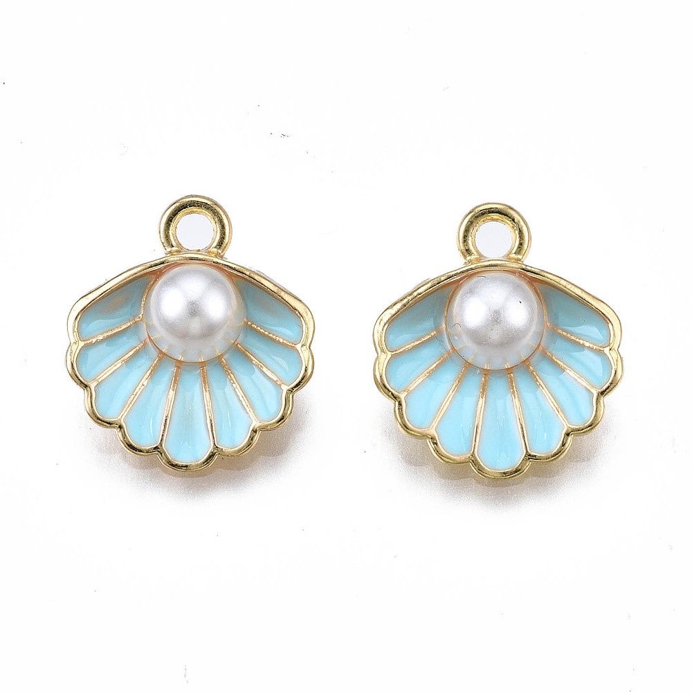 Pale Blue Shell With Pearl Earrings