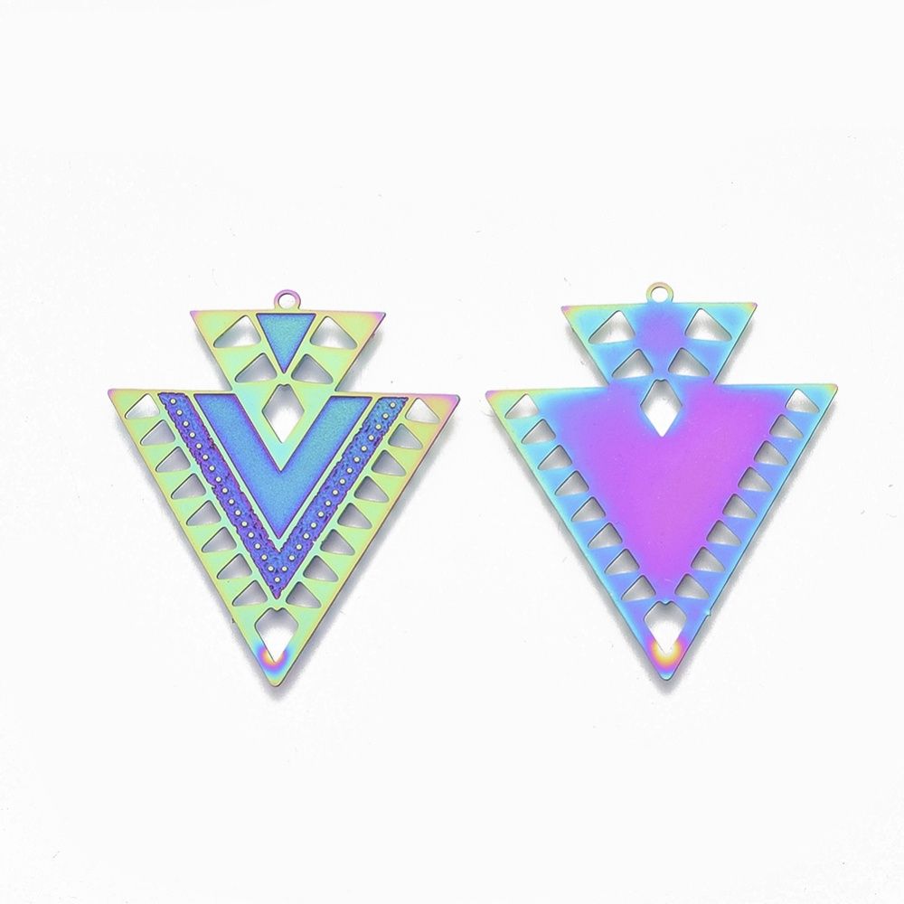 Electroplated Geo Triangle Earrings
