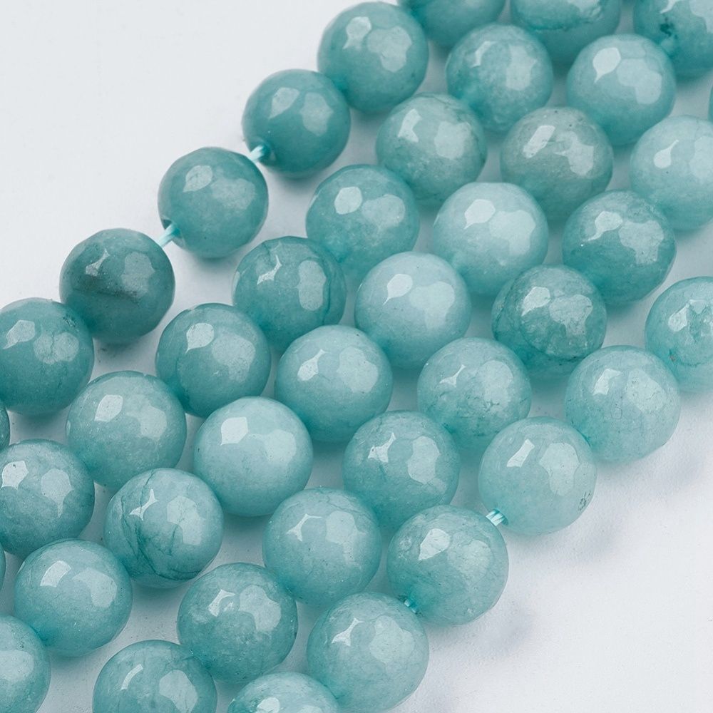 Jade Faceted Round - Pale Turquoise 8mm