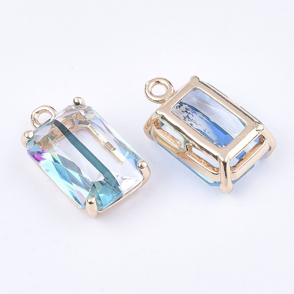 Rectangle Cut Glass Earrings