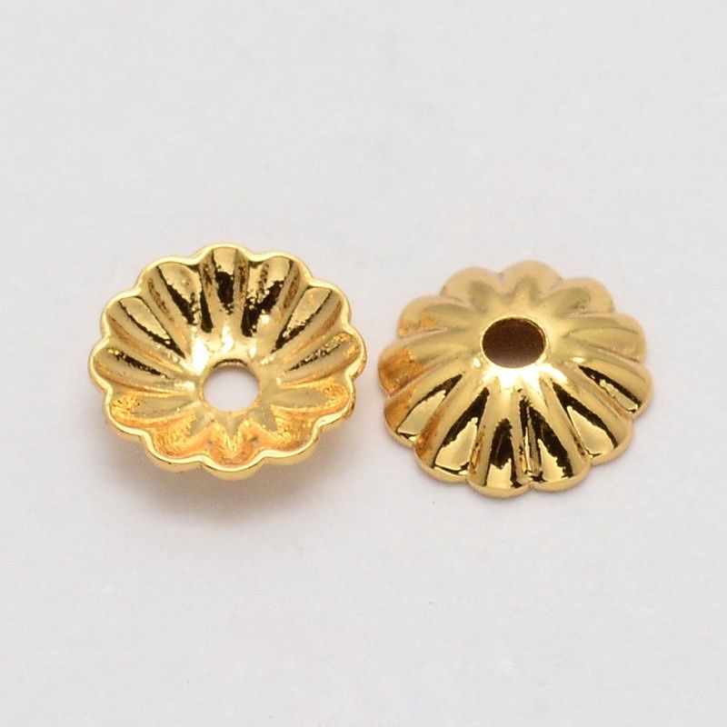 Fluted Bead Cap - Gold 6mm