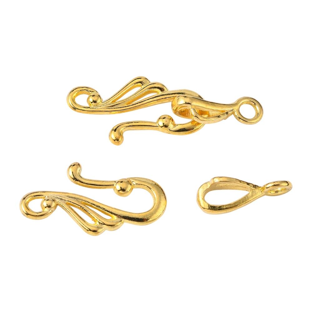 Fancy TS Hook &amp; Eye Clasp - Gold (Per Set)