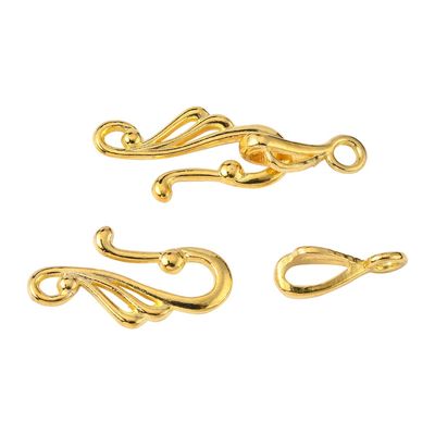 Fancy TS Hook &amp; Eye Clasp - Gold (Per Set)