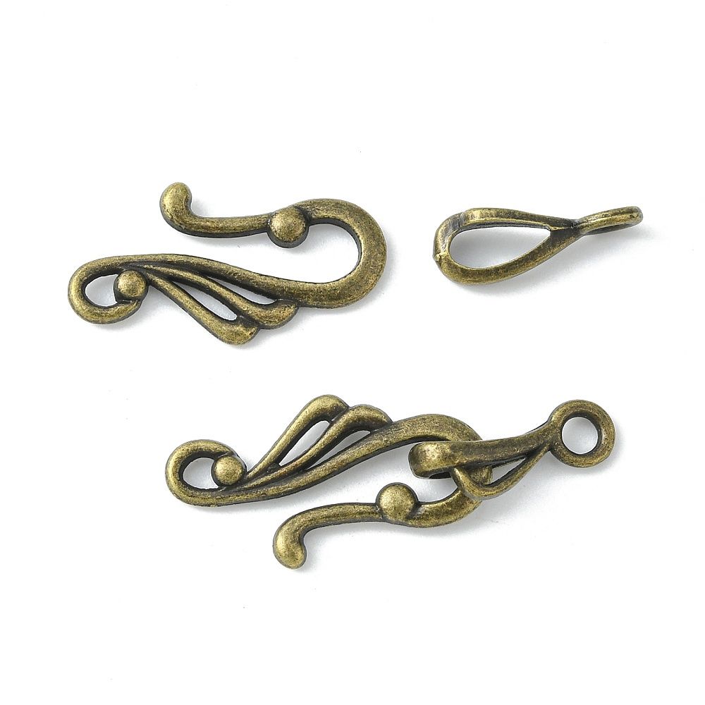 Fancy TS Hook &amp; Eye Clasp - Bronze (Per Set)