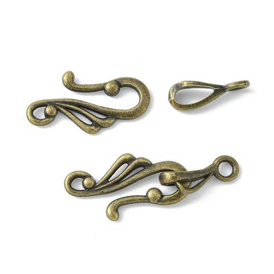 Fancy TS Hook &amp; Eye Clasp - Bronze (Per Set)