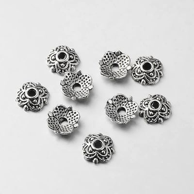 TS Bead Cap - Antique Silver Squoval Flower 7mm