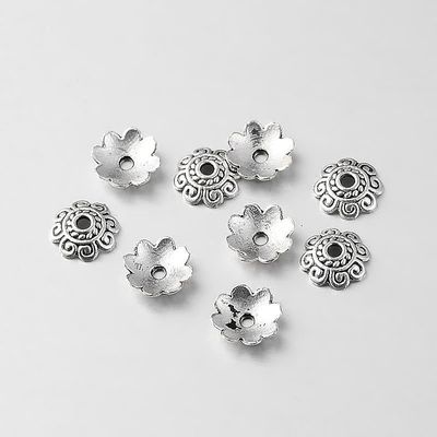 TS Bead Cap - 8 Petal Antique Silver 8mm