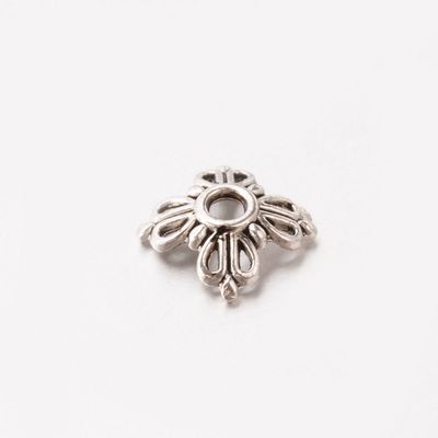 TS Bead Cap - 4 Petal Square Antique Silver 8mm
