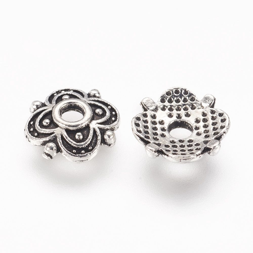 TS Bead Cap - Square 4 Petal Antique Silver 8mm
