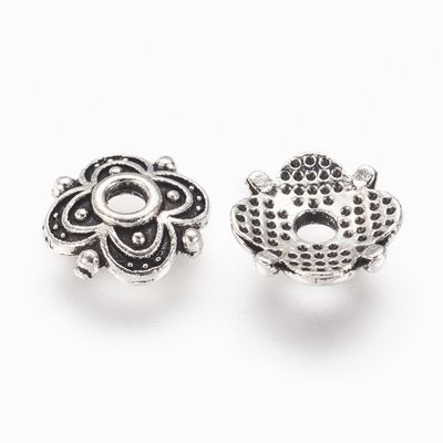 TS Bead Cap - Square 4 Petal Antique Silver 8mm