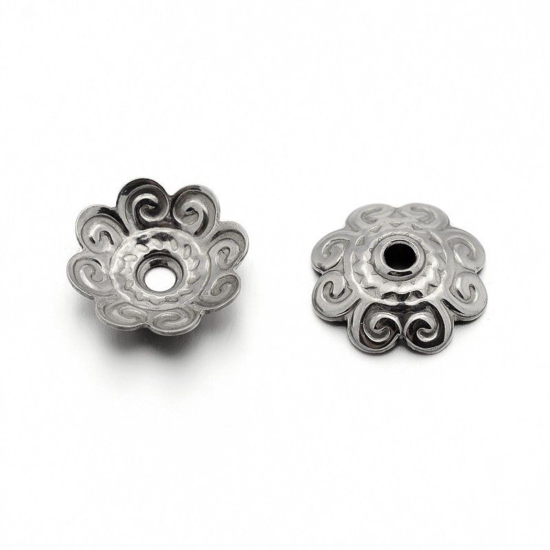 304 SS Bead Cap - Flat Floral 11mm
