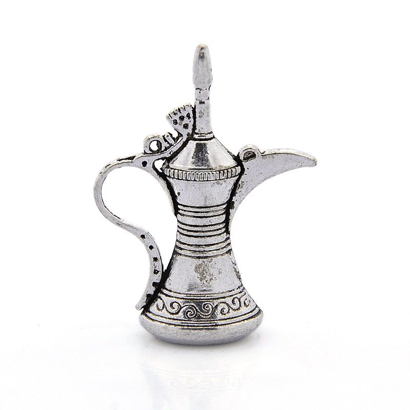 Arabic Coffee Pot Charm -  Silver 52x37mm