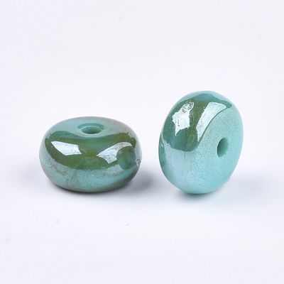 Acrylic Rondelle - Marbled Light Sea Green 14.5x7.5mm
