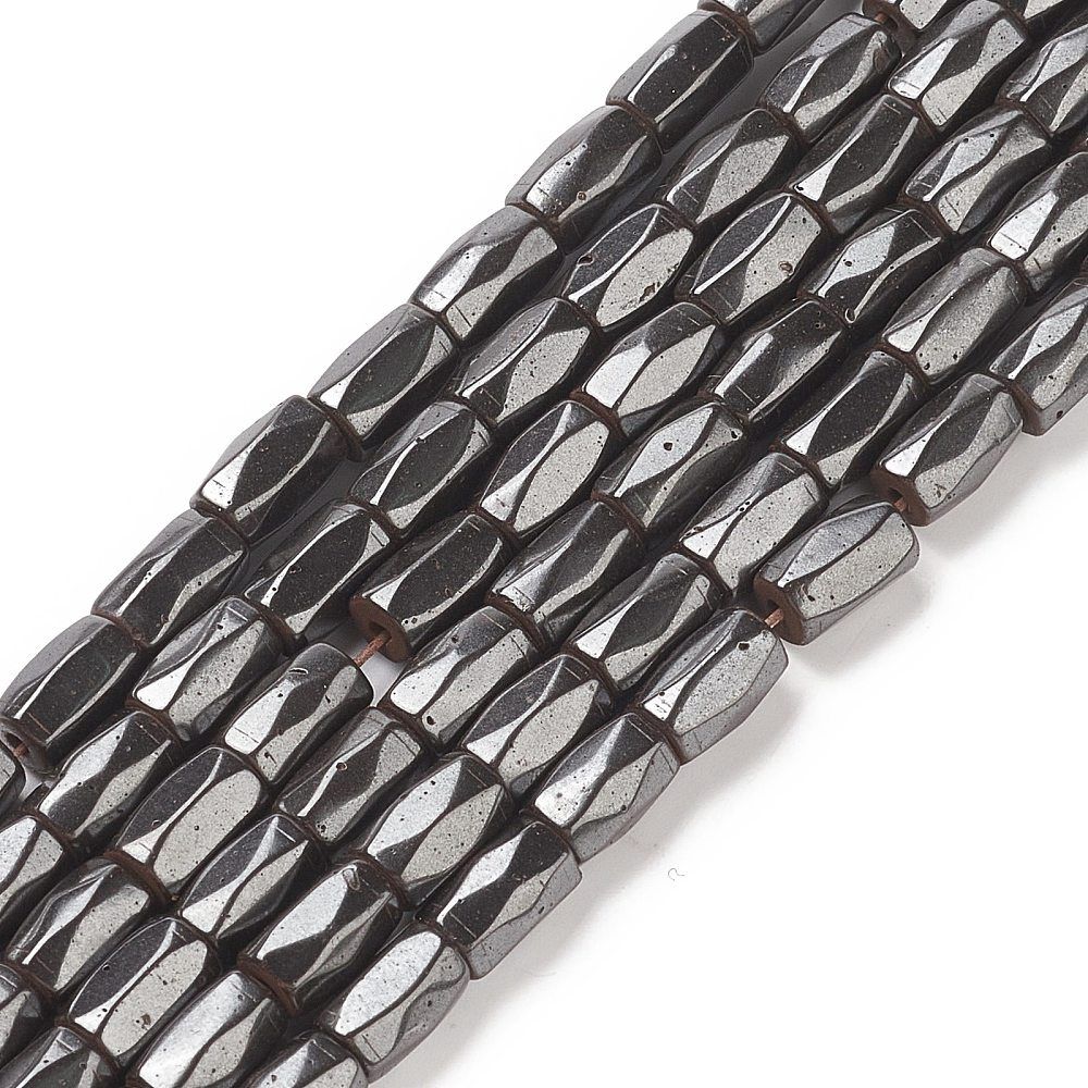 Magnetic Hematite Faceted Tube - 8x5mm