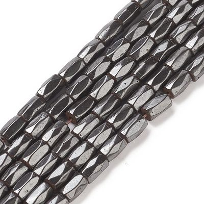 Magnetic Hematite Faceted Tube - 8x5mm