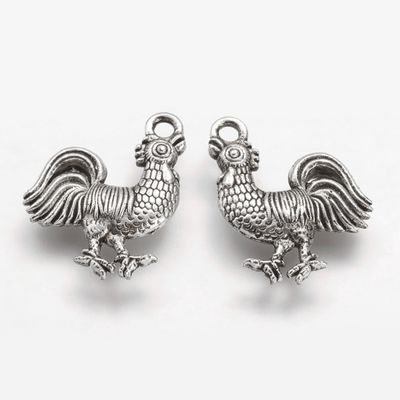 TS Rooster Charm - Silver 20x15mm