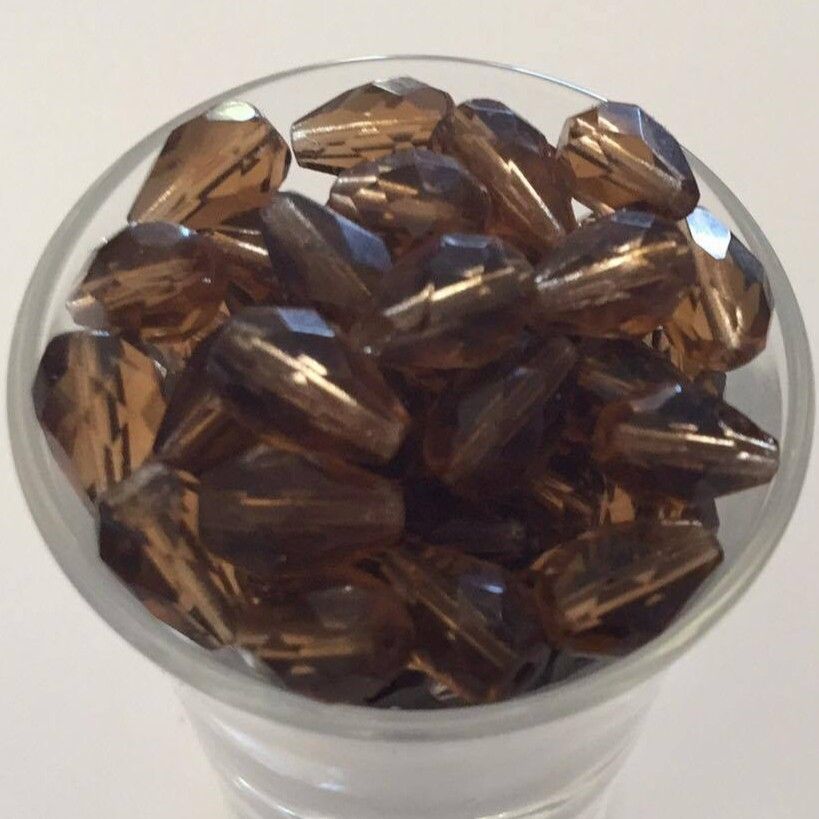 Czech Facet Drop - Light Brown 10x7mm