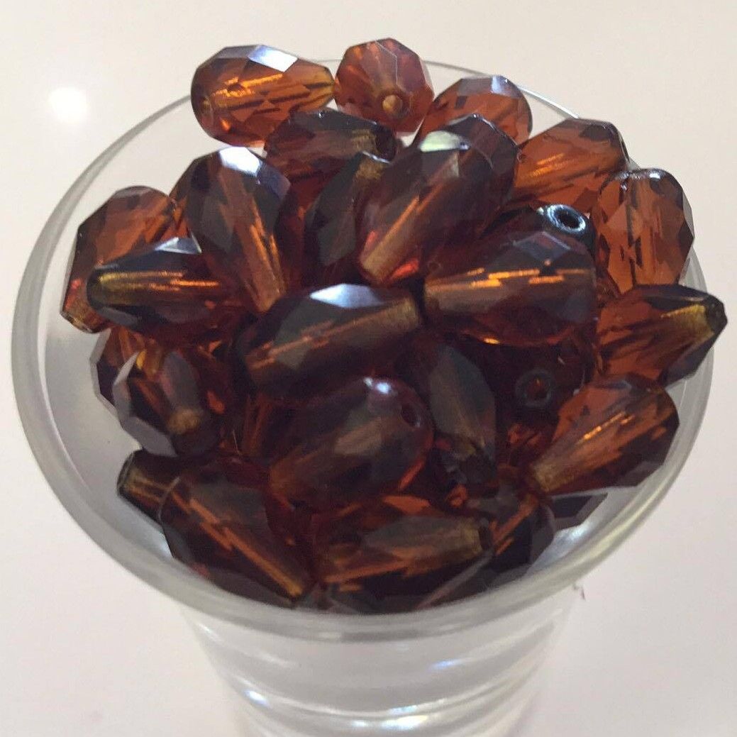 Czech Facet Drop - Indian Brown 10x7mm
