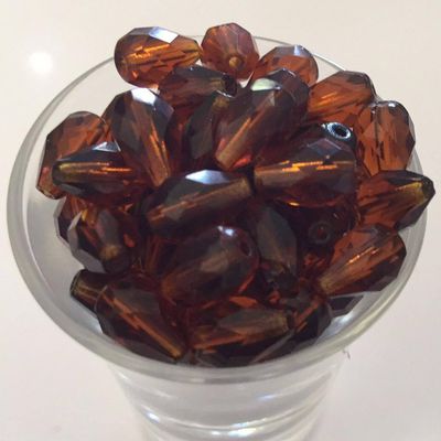 Czech Facet Drop - Indian Brown 10x7mm