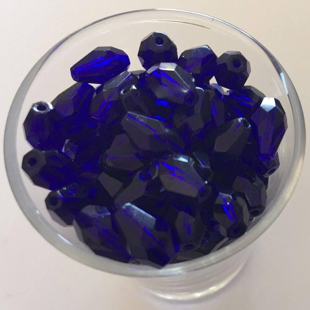 Czech Facet Drop - Royal Blue 10x7mm