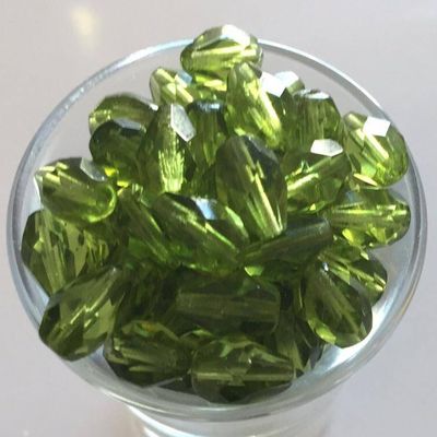 Czech Facet Drop - Olive 10x7mm
