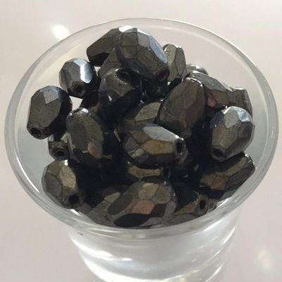Czech Facet Drop - Gunmetal 10x7mm