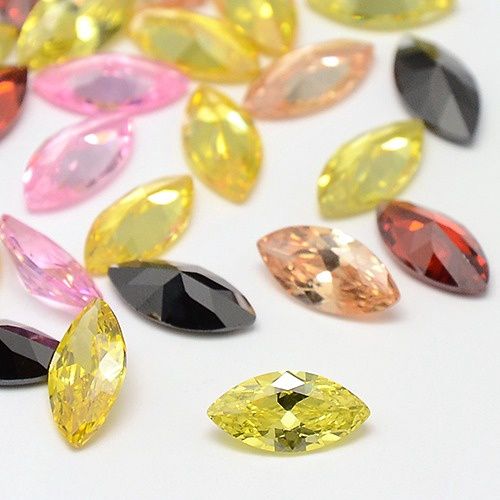 Rhinestone Point Back - Multi Horse Eye CZ 4x2mm