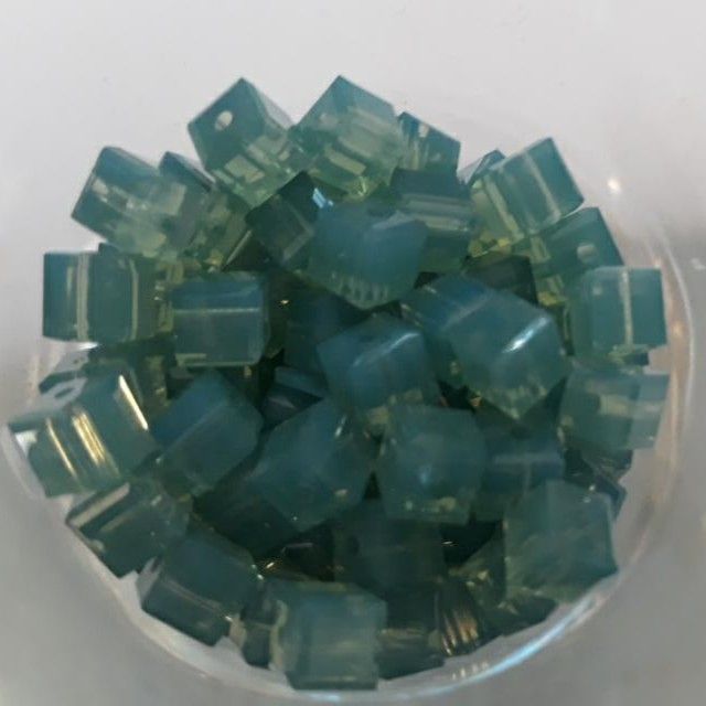 Swarovski Cube - Pacific Opal 4mm