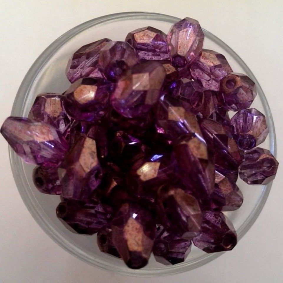Czech Facet Drop - Purple Lustre 10x7mm