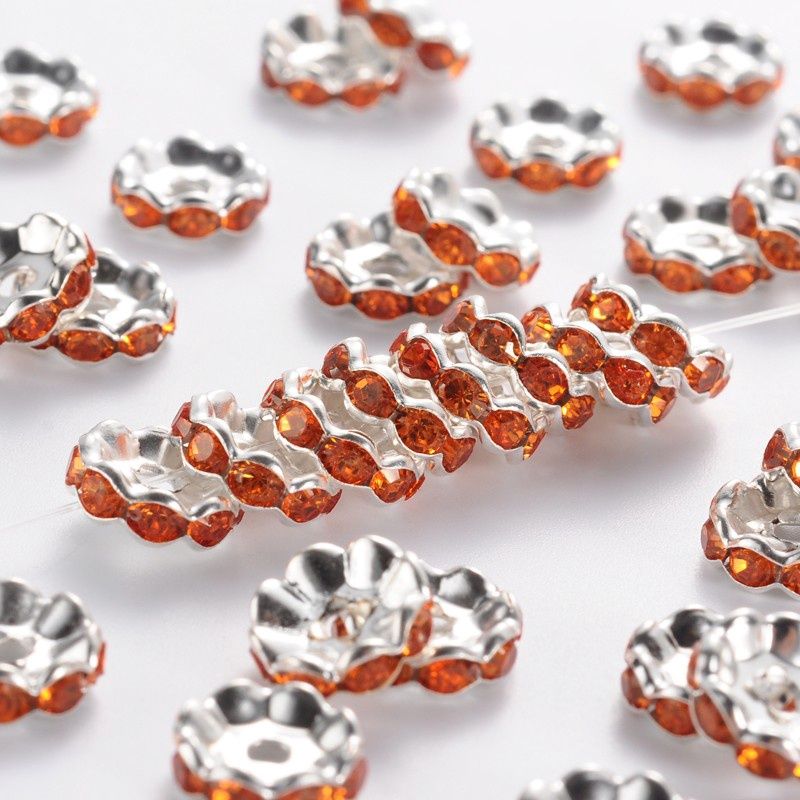 Rhinestone Rondelle - Orange 10mm