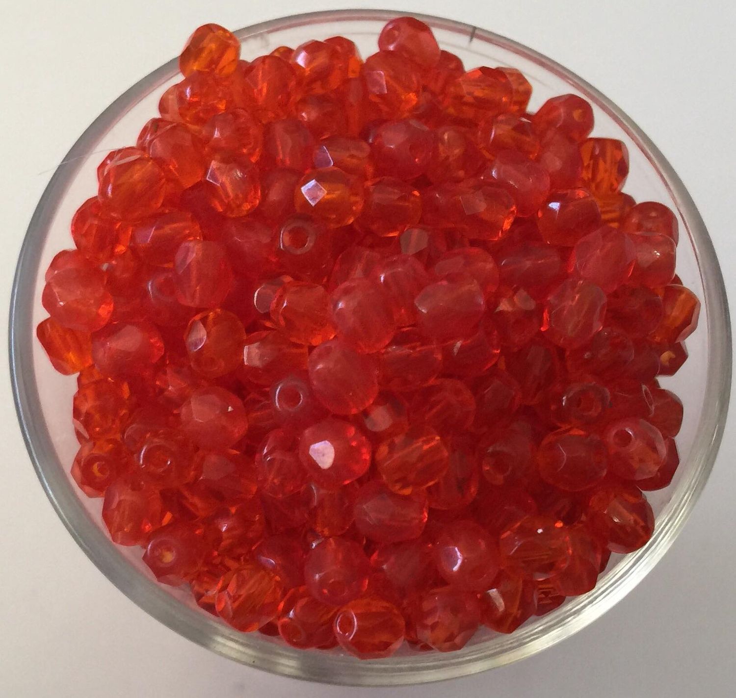 Czech Facet - Dark Orange 4mm.