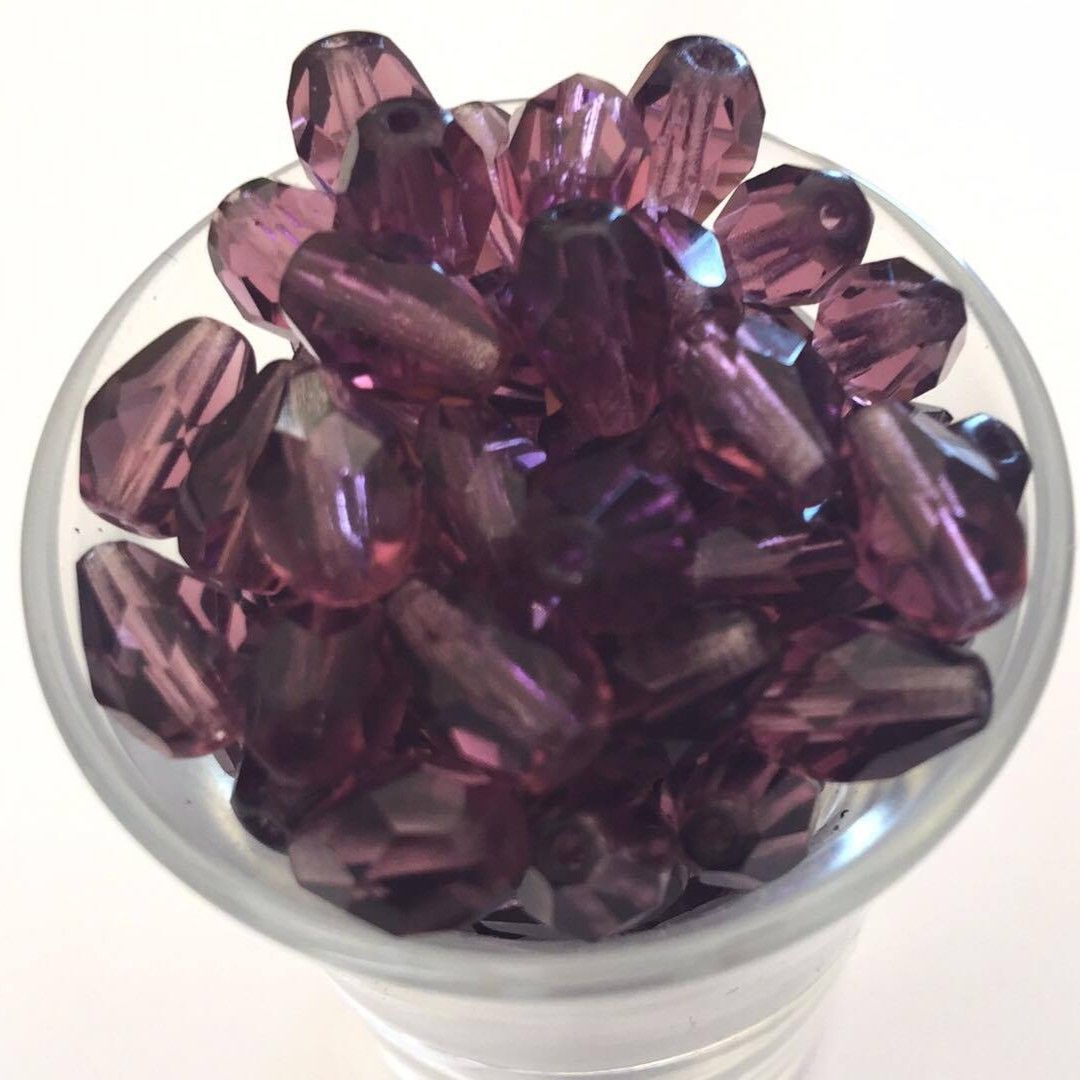 Czech Facet Drop - Amethyst 10x7mm