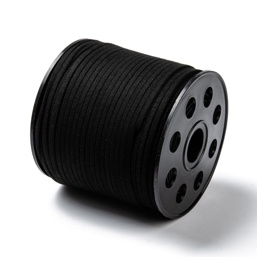Faux Suede Cord - Black 3x1.4mm
