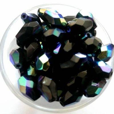 Czech Facet Drop - Black AB 10x7mm