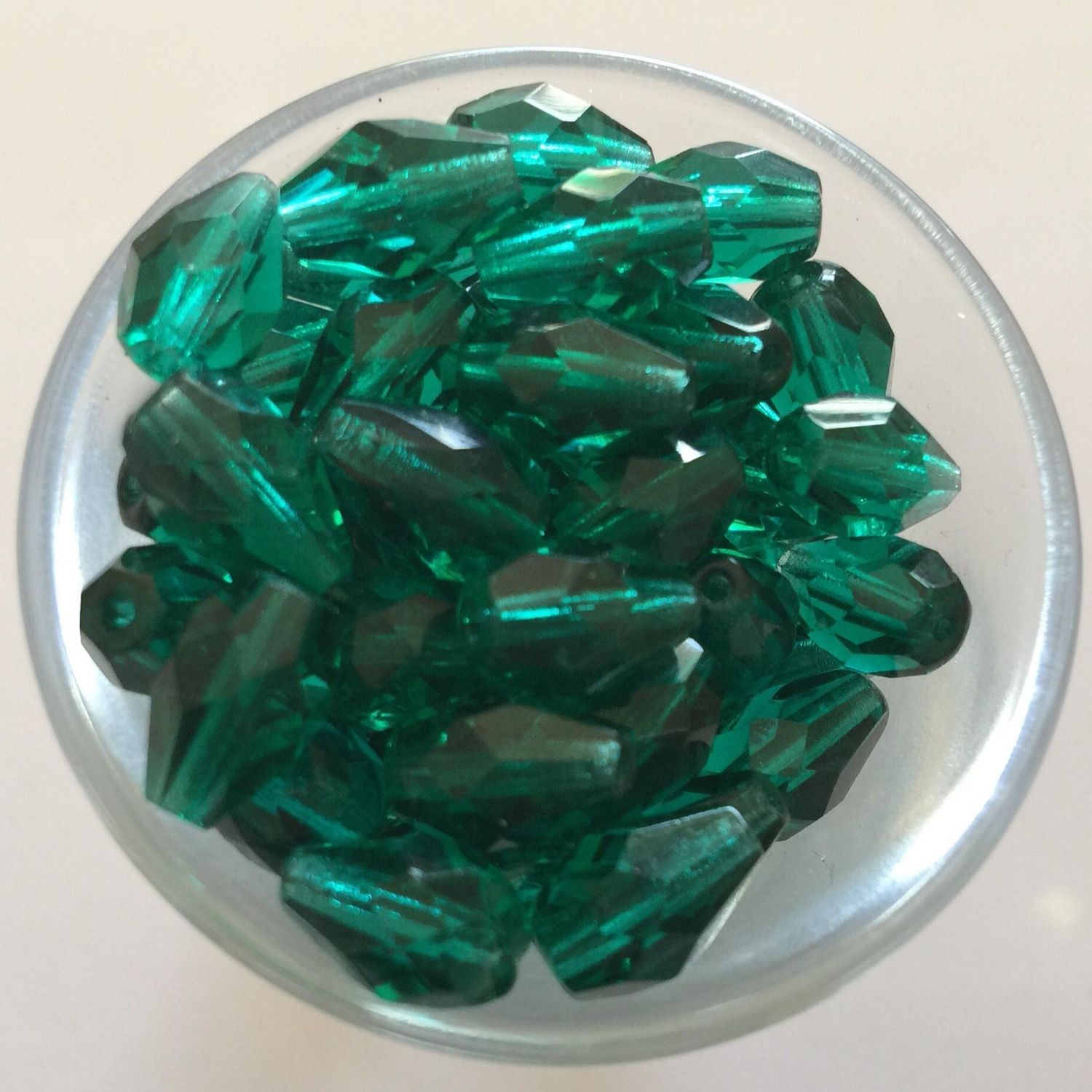 Czech Facet Drop - Emerald 10x7mm