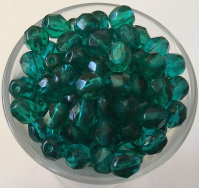 Czech Facet - Teal Green 6mm