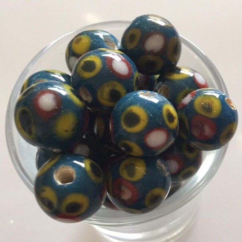 Javanese Round - Dark Aqua Spot 10mm