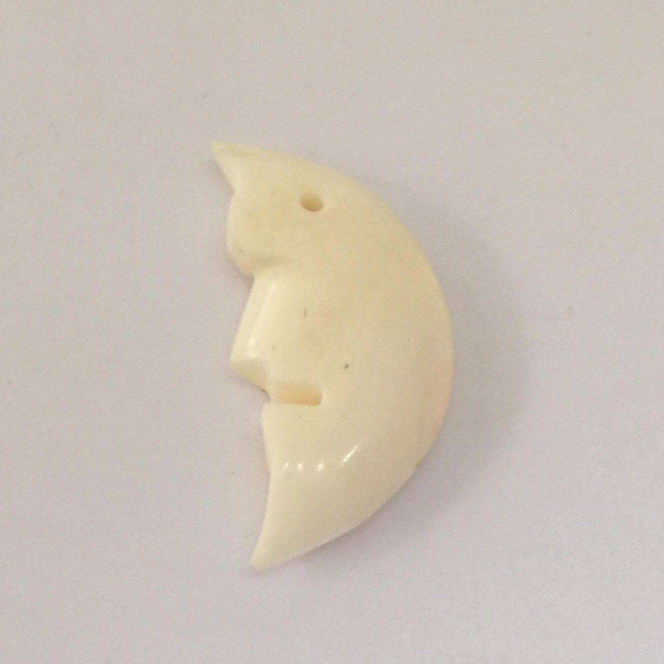 Bone Charm - Moon Face 38x15mm