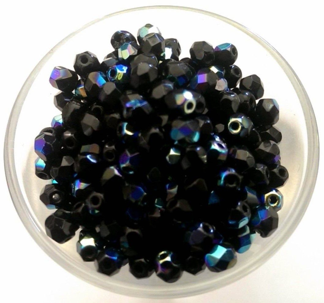 Czech Facet - Black AB 4mm