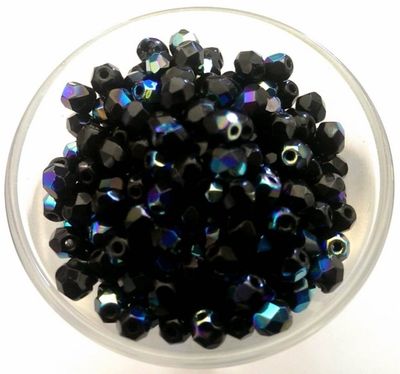 Czech Facet - Black AB 4mm