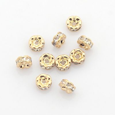 Rhinestone Rondelle - Wavy, Light Gold 4mm