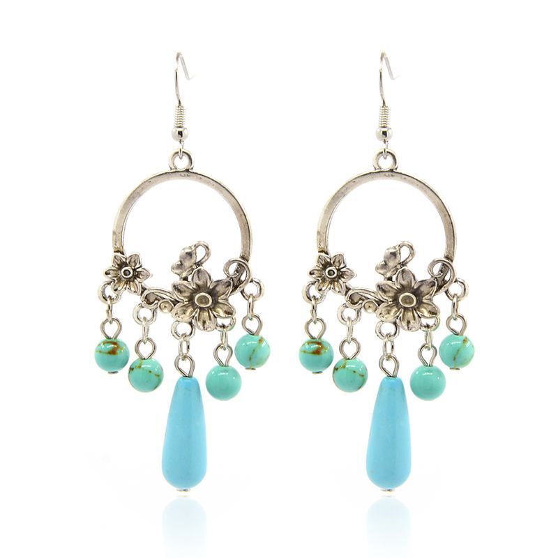 Synthetic Turquoise Chandelier Earrings (S)